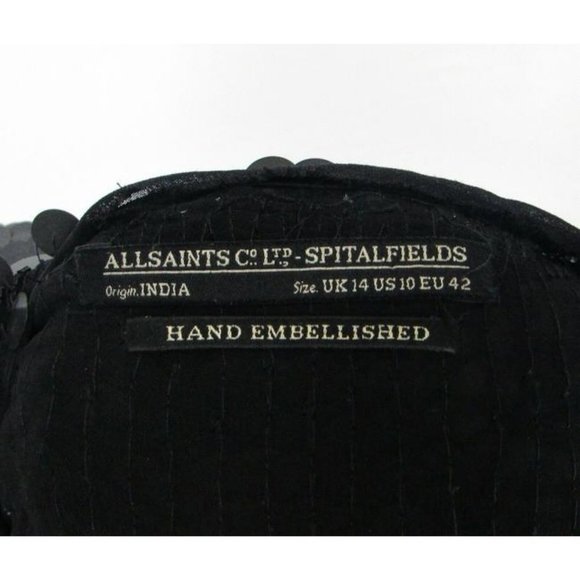 AllSaints black progression sequined Dress 10 M - Picture 6 of 8